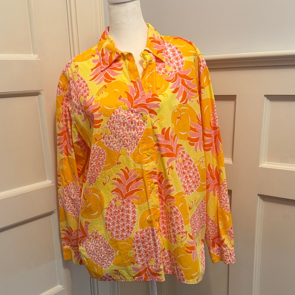 Vintage Lilly Pulitzer Yellow and Pink Pineapple Shirt